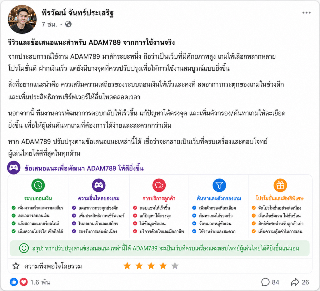 จากเว็บเก่าที่เคยเจ็บใจจนมาเจอ ADAM789: ประสบการณ์จริง