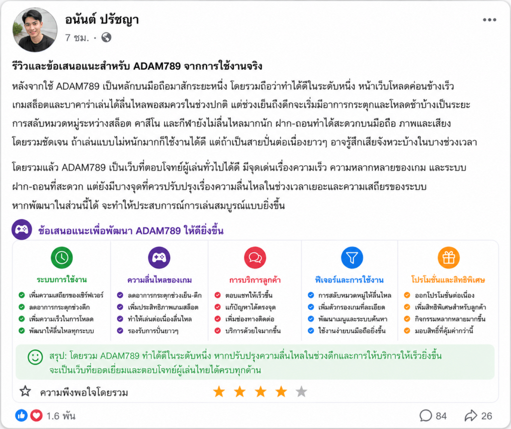 รีวิวการใช้งาน ADAM789 บนมือถือ: ลื่นไหลจริงหรือยังมีจุดสะดุด?